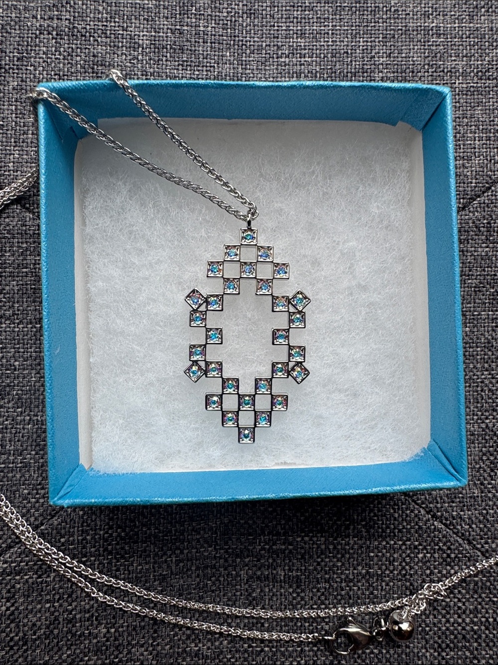 Touchstone Crystal Open Geometric Pendant Necklace New in Box